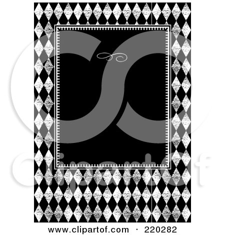 Royalty-Free (RF) Clipart Illustration of a Formal Invitation Design Of A Black Box Over A Grungy Diamond Pattern by BestVector