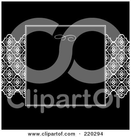 Royalty-Free (RF) Clipart Illustration of a Formal Invitation Design Of A Black Box Over A Lace Pattern by BestVector