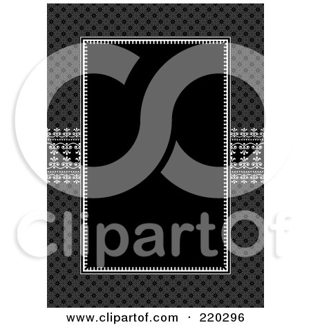 Royalty-Free (RF) Clipart Illustration of a Formal Invitation Design Of A Black Box Over A Gray Daisy Pattern by BestVector