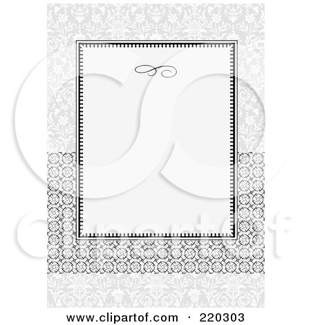 Royalty-Free (RF) Clipart Illustration of a Formal Invitation Design Of A Gray Box Over Circle Ribbon On Gray by BestVector