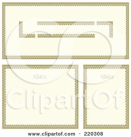 Royalty-Free (RF) Clipart Illustration of a Digital Collage Of Gold Frame And Certificate Borders On White by BestVector