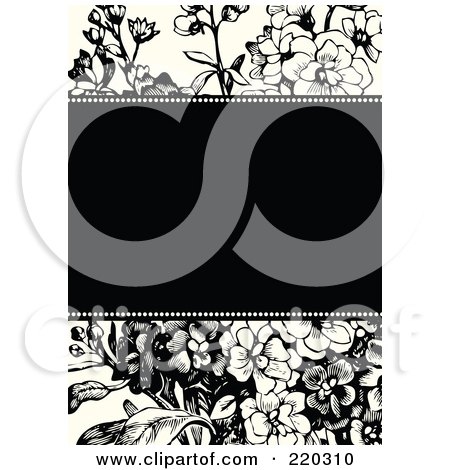 Royalty-Free (RF) Clipart Illustration of a Formal Black And White Floral Invitation Border With Copyspace - 5 by BestVector