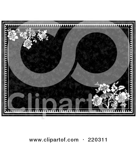 Royalty-Free (RF) Clipart Illustration of a Formal Black And White Floral Invitation Border With Copyspace - 2 by BestVector