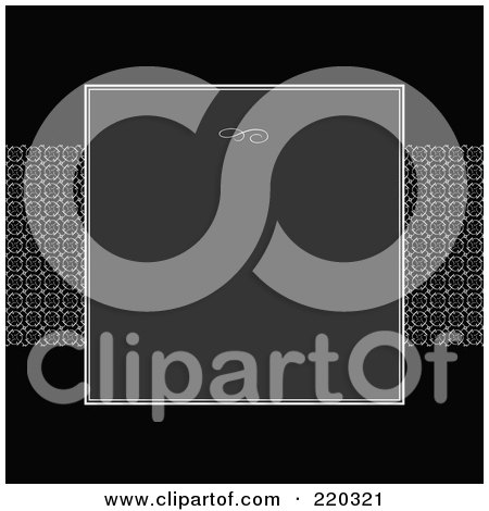 Royalty-Free (RF) Clipart Illustration of a Formal Invitation Design Of A Dark Gray Square Over Circle Designs On Black by BestVector