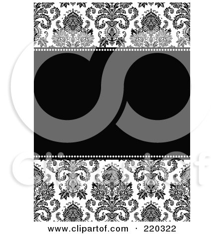 Royalty-Free (RF) Clipart Illustration of a Formal Black And White Floral Invitation Border With Copyspace - 12 by BestVector