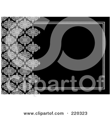 Royalty-Free (RF) Clipart Illustration of a Formal Invitation Design Of White Damask Bordering Black by BestVector