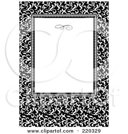 Royalty-Free (RF) Clipart Illustration of a  Formal Floral Invitation Border With Copyspace - 5 by BestVector