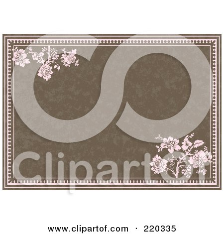 Royalty-Free (RF) Clipart Illustration of a Formal Invitation Design Of Pink Roses On Brown by BestVector