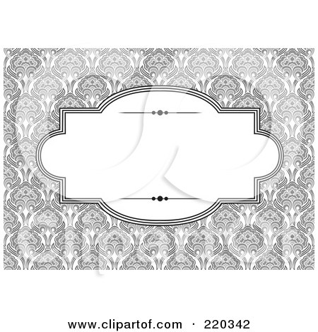 Royalty-Free (RF) Clipart Illustration of a Formal Invitation Design Of A White Box Over A Gray Flower Pattern by BestVector
