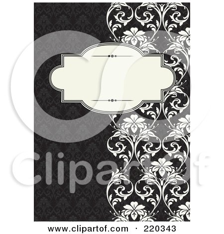 Royalty-Free (RF) Clipart Illustration of a Formal Black And White Floral Invitation Border With Copyspace - 35 by BestVector
