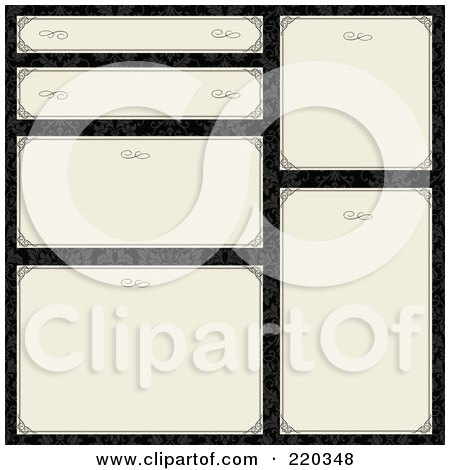 Royalty-Free (RF) Clipart Illustration of a Digital Collage Of Beige Frame And Certificate Borders On Black Floral by BestVector