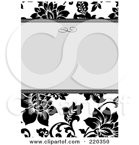Royalty-Free (RF) Clipart Illustration of a Formal Black And White Floral Invitation Border With Copyspace - 41 by BestVector