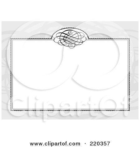 Royalty-Free (RF) Clipart Illustration of a Formal Invitation Design Of A White Swirl Box Over A Gray Pattern by BestVector