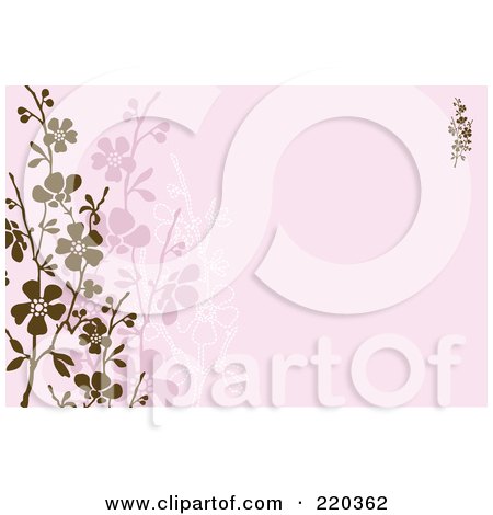 Royalty-Free (RF) Clipart Illustration of a Formal Invitation Design Of Brown And Pink Blossoms On Pink by BestVector