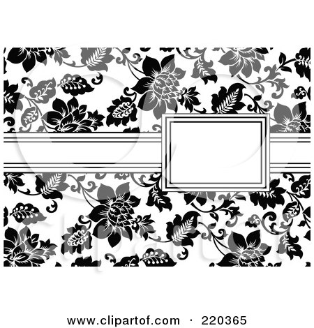 Royalty-Free (RF) Clipart Illustration of a Formal Black And White Floral Invitation Border With Copyspace - 51 by BestVector