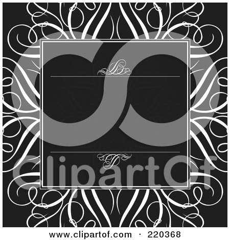 Royalty-Free (RF) Clipart Illustration of a Formal Invitation Design Of A Dark Box Over White Swirls by BestVector