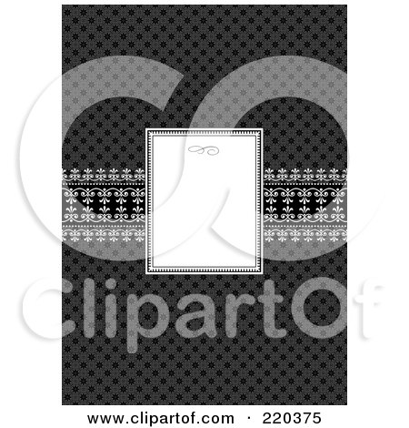Royalty-Free (RF) Clipart Illustration of a Formal Invitation Design Of A Small White Box Over A Dark Pattern by BestVector