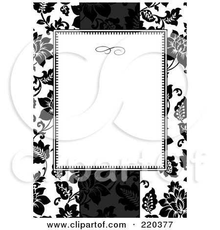 Royalty-Free (RF) Clipart Illustration of a Formal Black And White Floral Invitation Border With Copyspace - 33 by BestVector