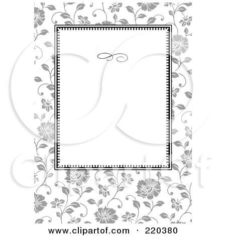 Royalty-Free (RF) Clipart Illustration of a Formal Black And White Floral Invitation Border With Copyspace - 43 by BestVector