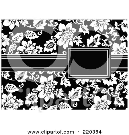 Royalty-Free (RF) Clipart Illustration of a Formal Black And White Floral Invitation Border With Copyspace - 37 by BestVector