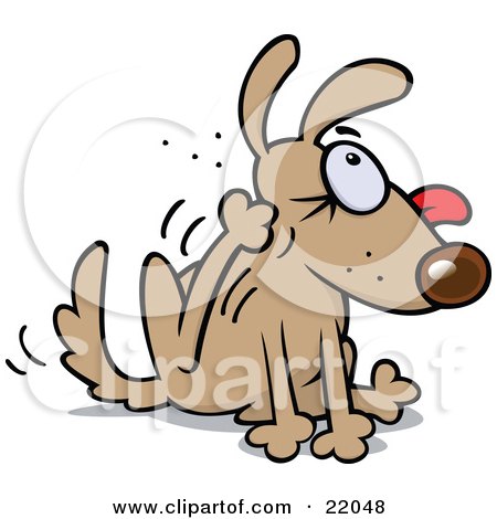 Clipart Illustration of a Flea Infested Dog Going Crazy While Trying To Scratch The Flea Bugs Out Of His Fur by gnurf