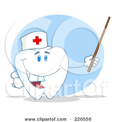 Royalty-Free (RF) Clipart Illustration of a Tooth Character Nurse Using A Pointer Stick by Hit Toon