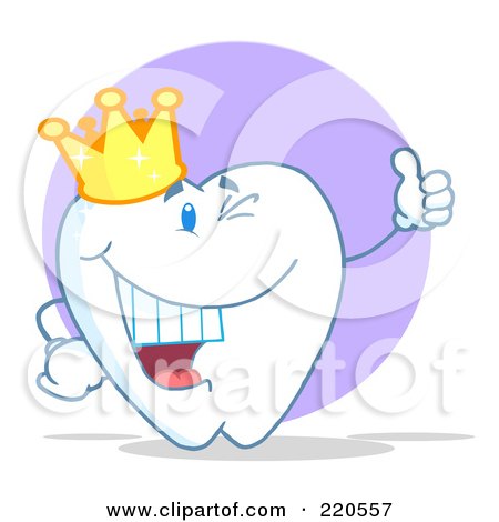Royalty-Free (RF) Clipart Illustration of a Crowned Tooth Character Giving The Thumbs Up by Hit Toon