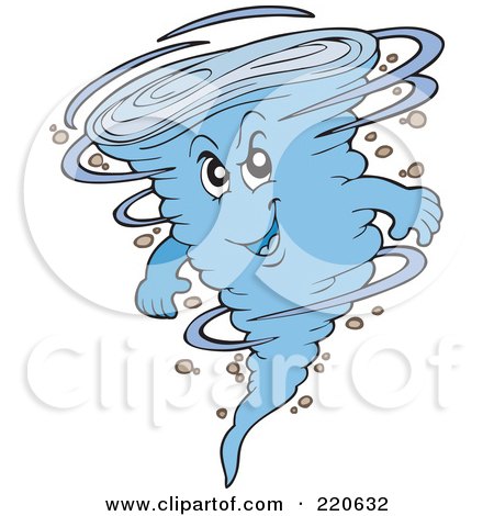Royalty-Free (RF) Clipart Illustration of a Whirling Blue Tornado Character by visekart