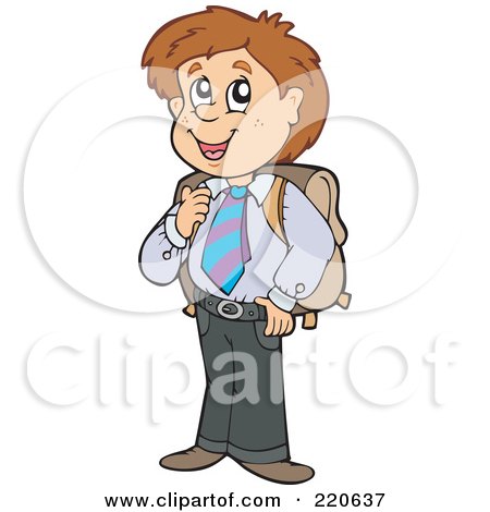 Royalty-Free (RF) Clipart Illustration of a Confident Brunette School Boy In His Uniform by visekart