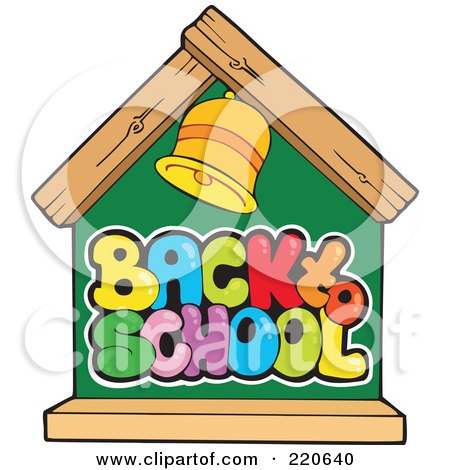 Royalty-Free (RF) Clipart Illustration of a Back To School House Chalkboard With A Bell by visekart