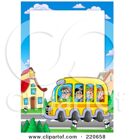 Royalty-Free (RF) Clipart Illustration of a Group Of Happy School Children And Driver On A Bus by visekart