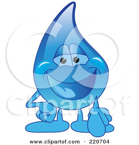 Royalty-Free (RF) Clipart Illustration of a Blue Water Droplet Character Pointing Outwards by Mascot Junction