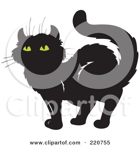Royalty-Free (RF) Clipart Illustration of a Standing Black Cat With Yellow Eyes by visekart