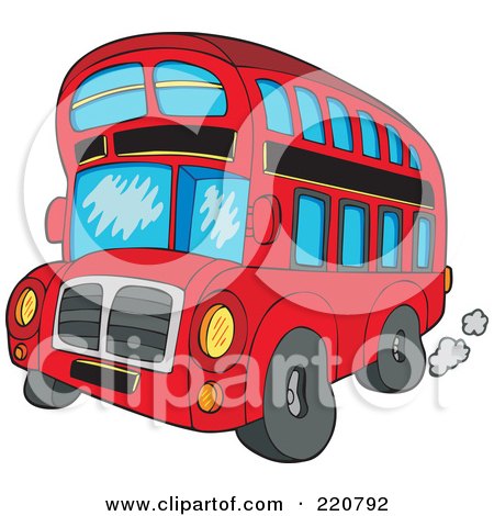 Royalty-Free (RF) Clipart Illustration of a Red Cartoon Double Decker Bus by visekart