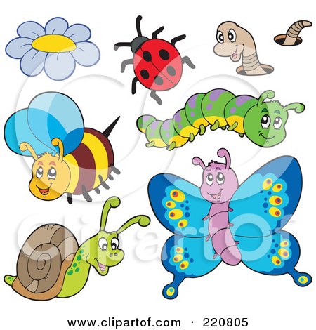 Royalty-Free (RF) Clipart Illustration of a Digital Collage Of Cute Insects by visekart