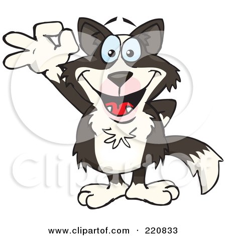 Royalty-Free (RF) Clipart Illustration of a Happy Border Collie Gesturing Ok by Dennis Holmes Designs