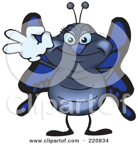Royalty-Free (RF) Clipart Illustration of a Happy Butterfly Gesturing Ok by Dennis Holmes Designs