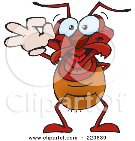 Royalty-Free (RF) Clipart Illustration of a Happy Ant Gesturing Ok by Dennis Holmes Designs