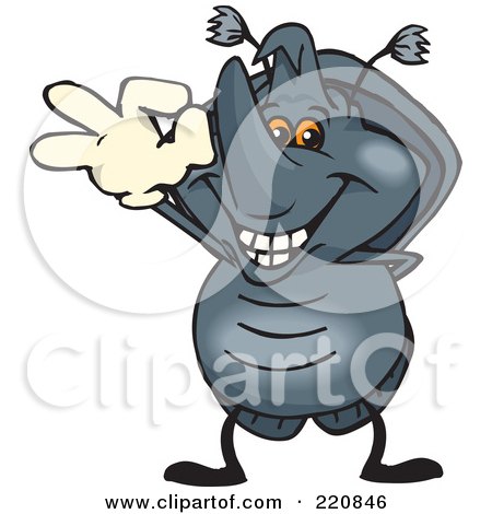 Royalty-Free (RF) Clipart Illustration of a Happy Rhino Beetle Gesturing Ok by Dennis Holmes Designs