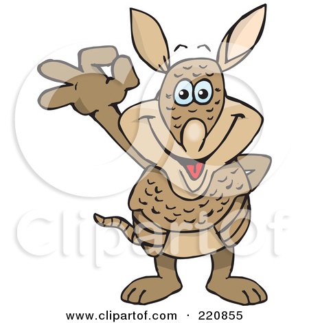 Royalty-Free (RF) Clipart Illustration of a Happy Armadillo Gesturing Ok by Dennis Holmes Designs