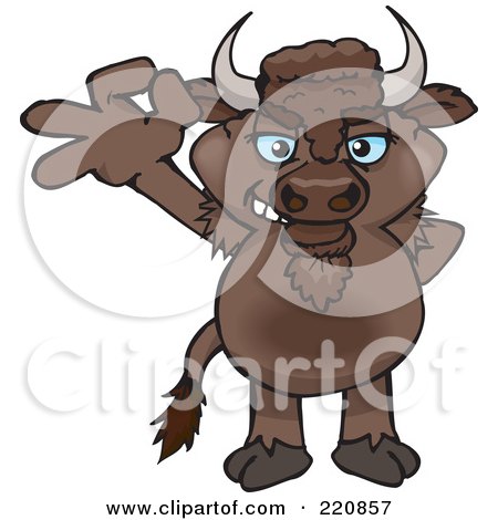 Royalty-Free (RF) Clipart Illustration of a Happy Bison Gesturing Ok by Dennis Holmes Designs