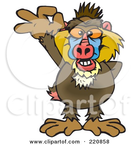 Royalty-Free (RF) Clipart Illustration of a Happy Baboon Gesturing Ok by Dennis Holmes Designs