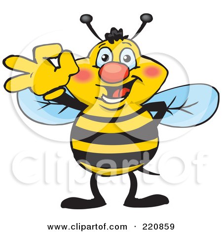 Royalty-Free (RF) Clipart Illustration of a Happy Bee Gesturing Ok by Dennis Holmes Designs
