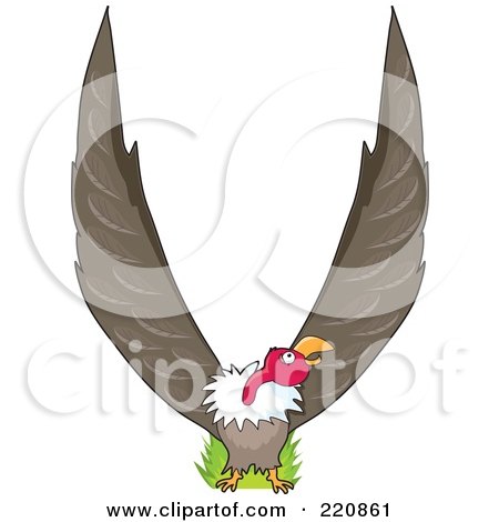 Royalty-Free (RF) Clipart Illustration of a Vulture With His Wings In The Shape Of A V by Maria Bell