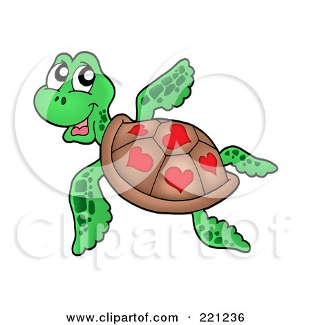 Royalty-Free (RF) Clipart Illustration of a Cute Sea Turtle With Hearts On His Shell by visekart