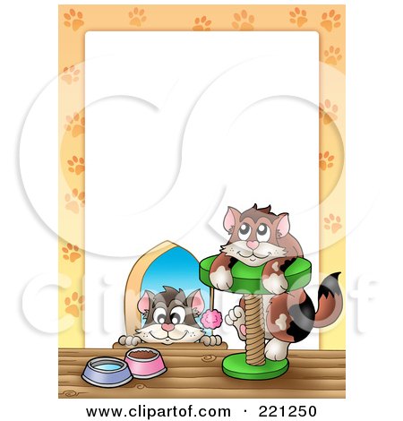 Royalty-Free (RF) Clipart Illustration of a Cat Hole And Tree Border Around White Space by visekart