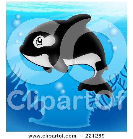 Royalty-Free (RF) Clipart Illustration of a Cute Orca Whale Swimming In The Blue Sea by visekart