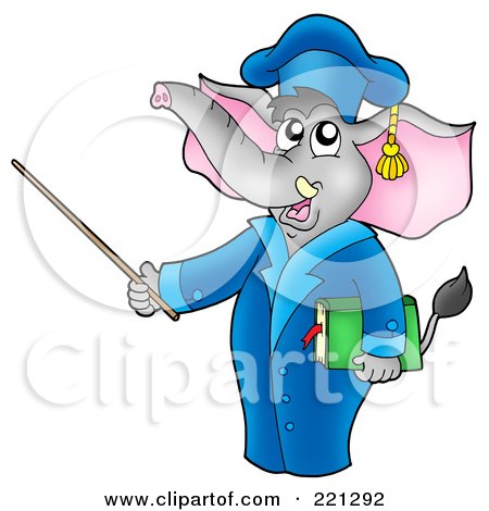 Royalty-Free (RF) Clipart Illustration of a Professor Elephant Using A Pointer Stick by visekart