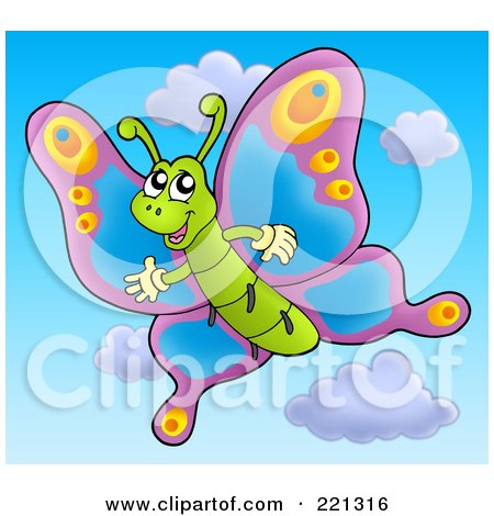 Royalty-Free (RF) Clipart Illustration of a Butterfly In The Sky by visekart