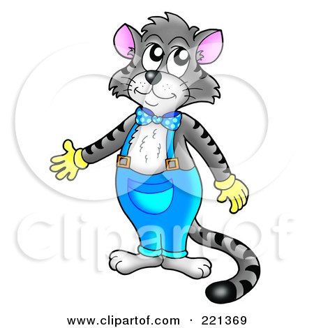 Royalty-Free (RF) Clipart Illustration of a Standing Cat In Overalls by visekart